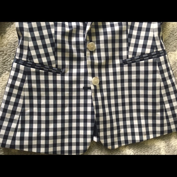 Sz 0 Banana Republic Checker Blazer Navy RN 54023 - Picture 5 of 8